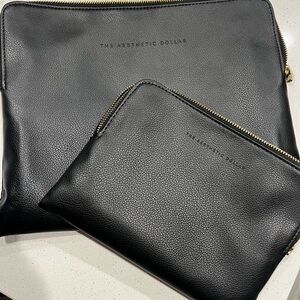 Black poppy medium Bag gold hardware zipper travel bag cash envelope holder